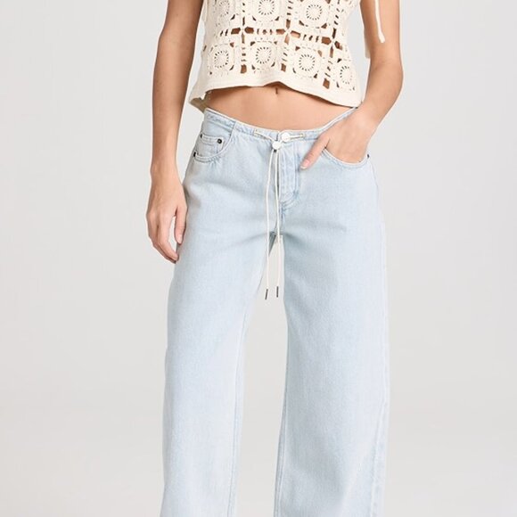 NWOT$285 Still Here Cool  Low-Rise Wide Legs Jeans - Cloud BLUE Sz29 - Picture 4 of 8